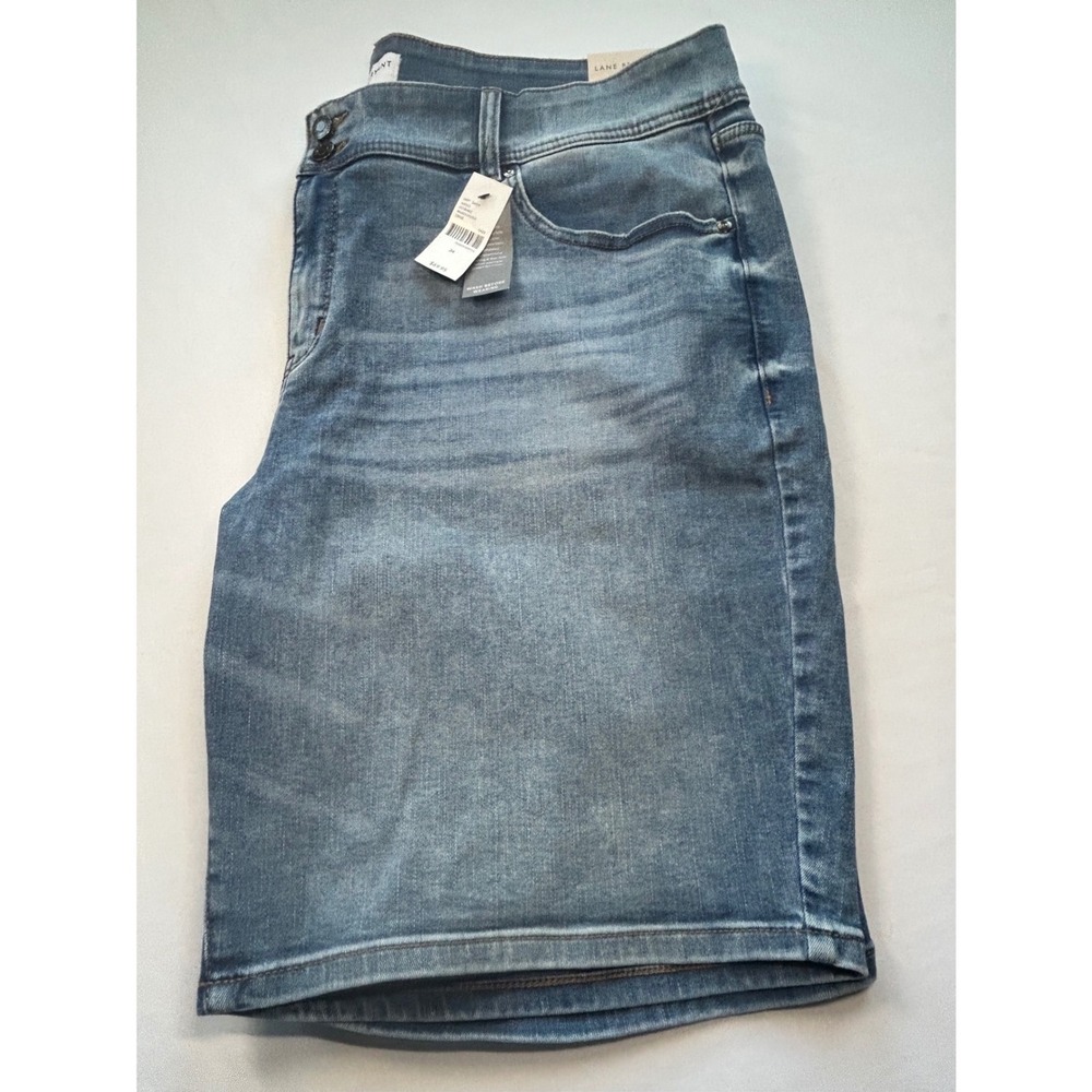 Lane Bryant Bermuda Shorts Women 24 Blue High-Rise Tighter Tummy m5513
